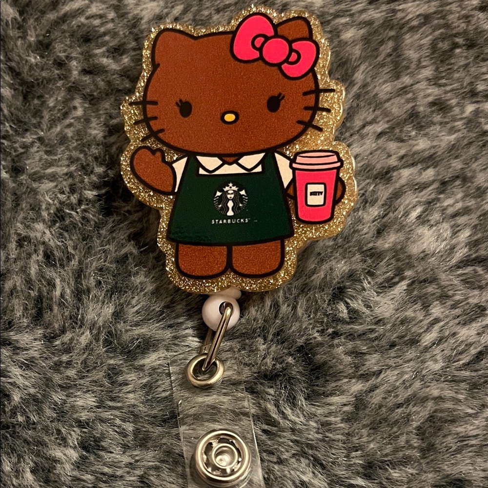 Starbucks Brown and Pink Character Badge Reel